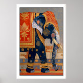 Indian Elephant Print, Ornate Patterned Tusks ポスター (正面)