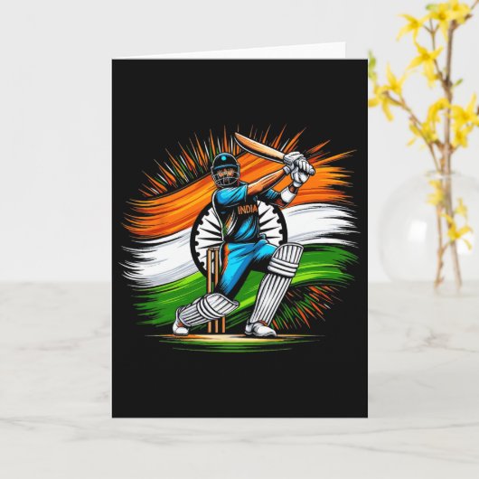 Indian Flag Cricket Lover Fan India Pride Men Wome カード (黄色い花)
