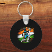 Indian Flag Cricket Lover Fan India Pride Men Wome キーホルダー (正面)