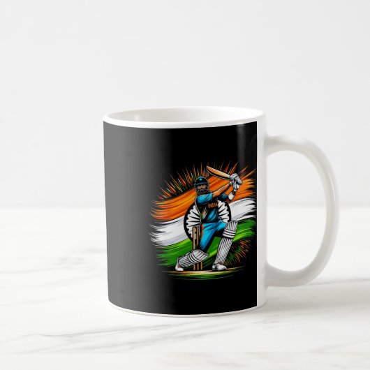 Indian Flag Cricket Lover Fan India Pride Men Wome コーヒーマグカップ (右)