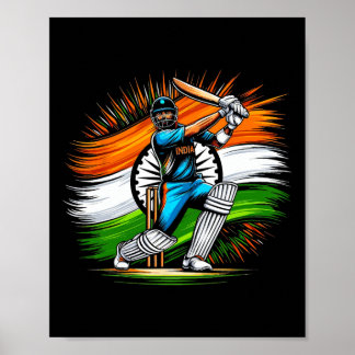 Indian Flag Cricket Lover Fan India Pride Men Wome ポスター