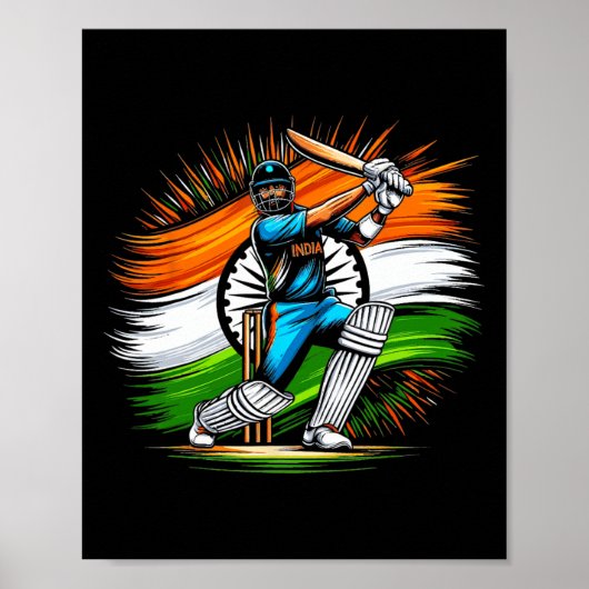 Indian Flag Cricket Lover Fan India Pride Men Wome ポスター (正面)