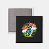 Indian Flag Cricket Lover Fan India Pride Men Wome マグネット (正面/裏面)
