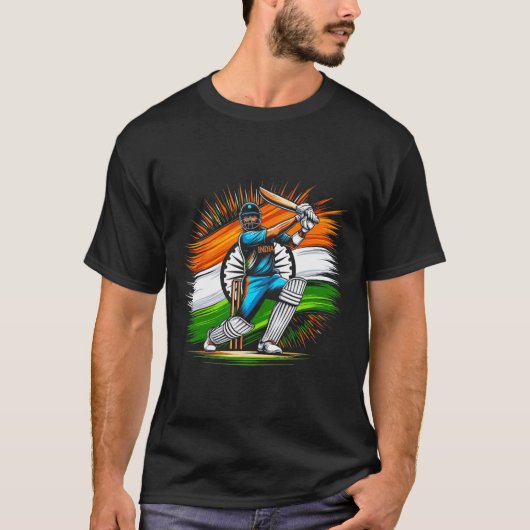 Indian Flag Cricket Lover Fan India Pride Men Wome Tシャツ (正面)