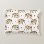Indian Floral Paisley Ornate Elephants アクセントクッション (裏面)