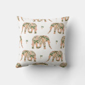 Indian Floral Paisley Ornate Elephants クッション (裏面)