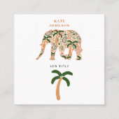 Indian Floral Paisley Ornate Elephants スクエア名刺 (正面)