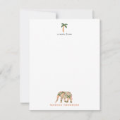 Indian Floral Paisley Ornate Elephants ノートカード (正面)