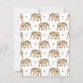Indian Floral Paisley Ornate Elephants ノートカード (裏面)