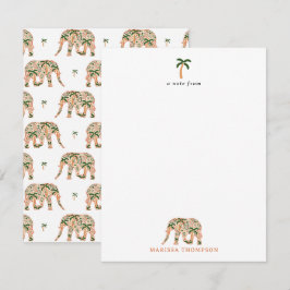 Indian Floral Paisley Ornate Elephants ノートカード