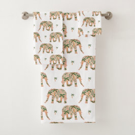 Indian Floral Paisley Ornate Elephants バスタオルセット