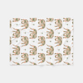 Indian Floral Paisley Ornate Elephants フリースブランケット (正面(横))