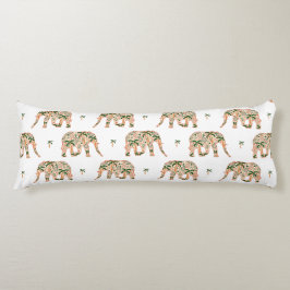 Indian Floral Paisley Ornate Elephants ボディピロー