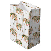 Indian Floral Paisley Ornate Elephants ミディアムペーパーバッグ (裏面アングル)