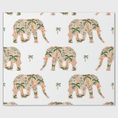 Indian Floral Paisley Ornate Elephants ラッピングペーパー (フラット)