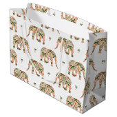 Indian Floral Paisley Ornate Elephants ラージペーパーバッグ (裏面アングル)