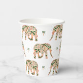 Indian Floral Paisley Ornate Elephants 紙コップ (裏面)