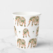 Indian Floral Paisley Ornate Elephants 紙コップ (右)