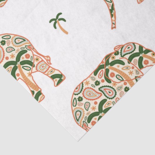 Indian Floral Paisley Ornate Elephants 薄葉紙 (詳細)