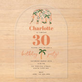 Indian Floral Paisley Ornate Elephants Birthday アクリル招待状 (正面)