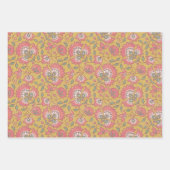 indian floral Wrapping Paper Flat Sheet Set of 3 ラッピングペーパーシート (正面2)