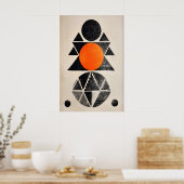 Indian Geometric Wall Art Orange and Black Shapes ポスター (キッチン)