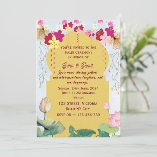 Indian Haldi Ceremony Invitations  招待状 (スタンド正面)