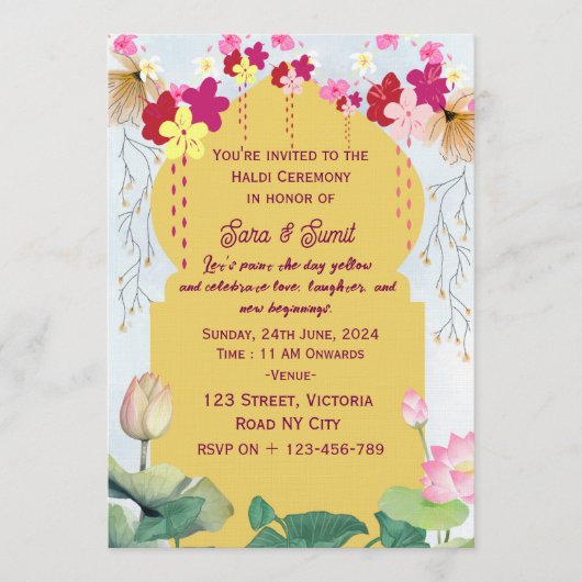 Indian Haldi Ceremony Invitations  招待状 (正面)