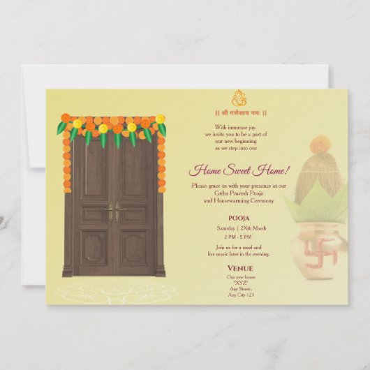 Indian House warming | Grihapravesh pooja 招待状 (正面)