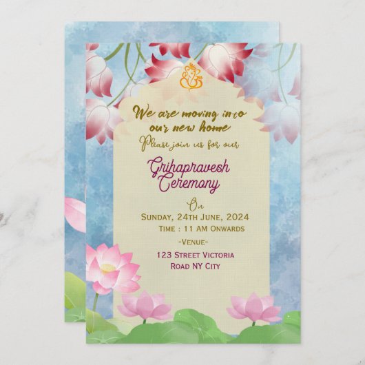 Indian Housewarming Invitations  招待状 (正面/裏面)