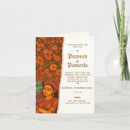 Indian invitation with Radhakrishna Mural painting 案内状