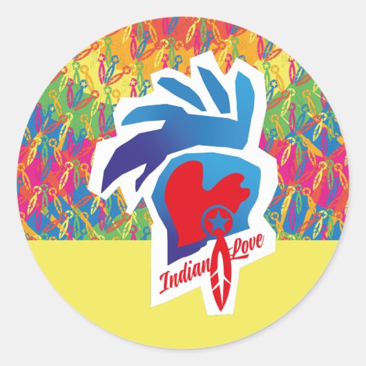 INDIAN LOVE HEART BY MASANSER ラウンドシール (正面)