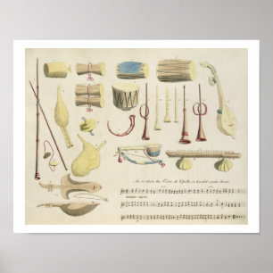 Indian Musical Instruments, plate 23 from 'Orienta ポスター