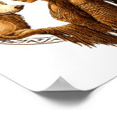 Indian Native American Woman With White Wolf Vinta ポスター (角)