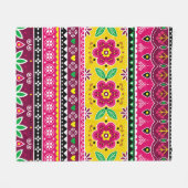 Indian or Pakistani truck art inspired seamless fo フリースブランケット (正面(横))