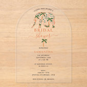 Indian Paisley Ornate Elephants Bridal Shower アクリル招待状 (正面)