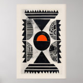 Indian Pattern Wall Art - Bold Orange Circle and ポスター (正面)