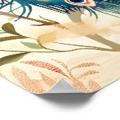Indian Peacock Art Print Botanical Bird ポスター (角)