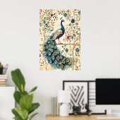 Indian Peacock Art Print Botanical Bird ポスター (ホームオフィス)