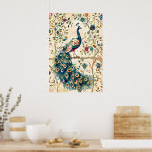 Indian Peacock Art Print Botanical Bird ポスター (キッチン)