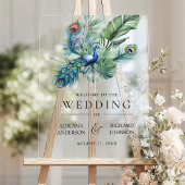 Indian Peacock Feathers Wedding Welcome アクリルサイン
