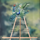 Indian Peacock Feathers Wedding Welcome アクリルサイン (ニュートラル)