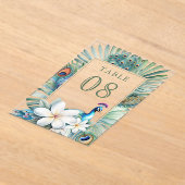Indian Peacock Floral Wedding Acrylic Table Number アクリル招待状 (レイダウン)