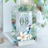 Indian Peacock Floral Wedding Acrylic Table Number アクリル招待状