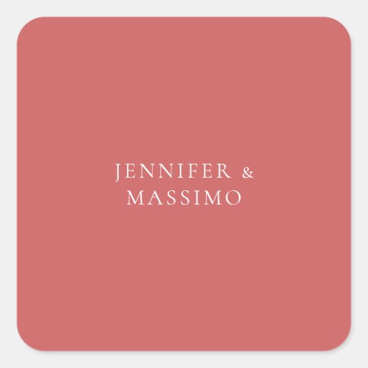 Indian Red Minimalist Plain Modern Aesthetic Look スクエアシール (正面)