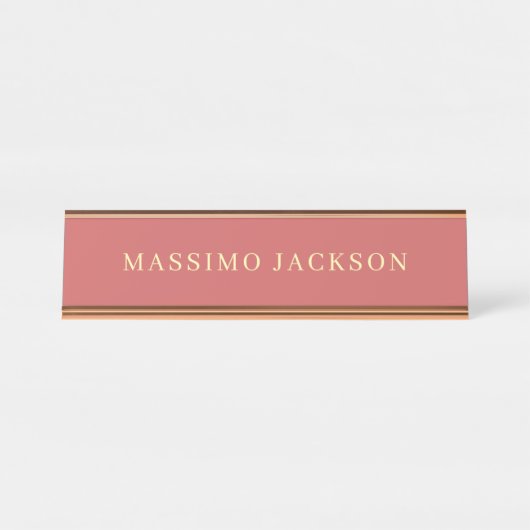 Indian Red Minimalist Plain Modern Aesthetic Look デスクネームプレート (正面)
