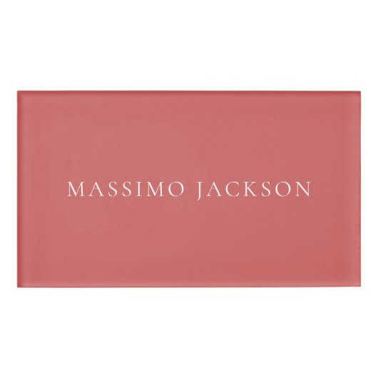 Indian Red Minimalist Plain Modern Aesthetic Look 名札 (正面)