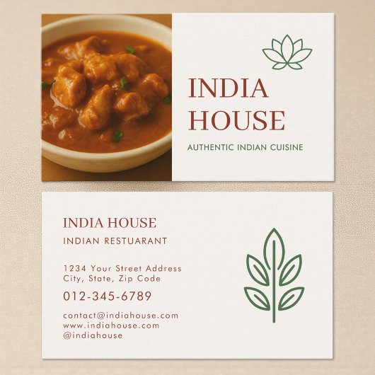 Indian Restaurant Catering Service Photo 名刺