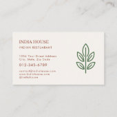 Indian Restaurant Catering Service Photo 名刺 (裏面)