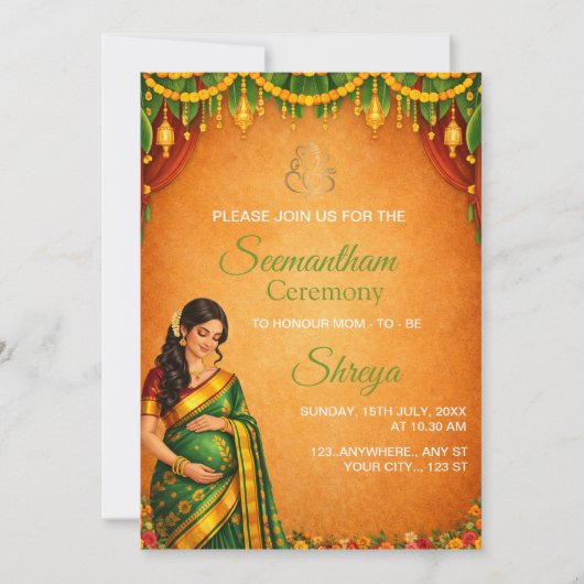 Indian Seemantham Ceremony Invitation Card 招待状 (正面)